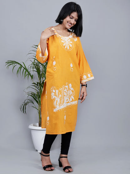 Batik Cotton Kurta (yellow )