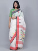 White & Red Jamdani Work Linen Saree thumbnail