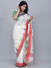 White & Red Jamdani Work Linen Saree thumbnail