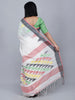 White & Red Jamdani Work Linen Saree thumbnail