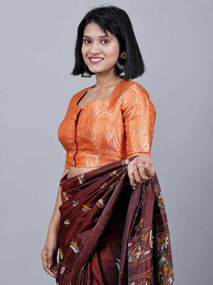 Orange Banarasi padded Blouse