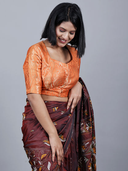 Orange Banarasi padded Blouse