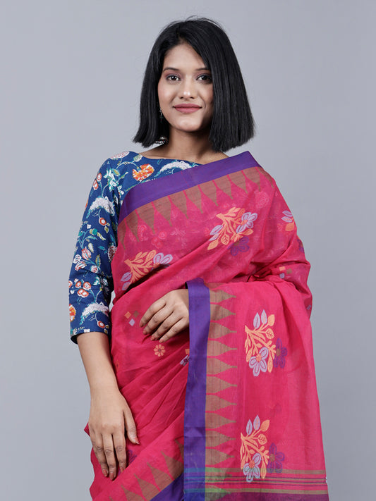 Rani pink Bengal Cotton Saree