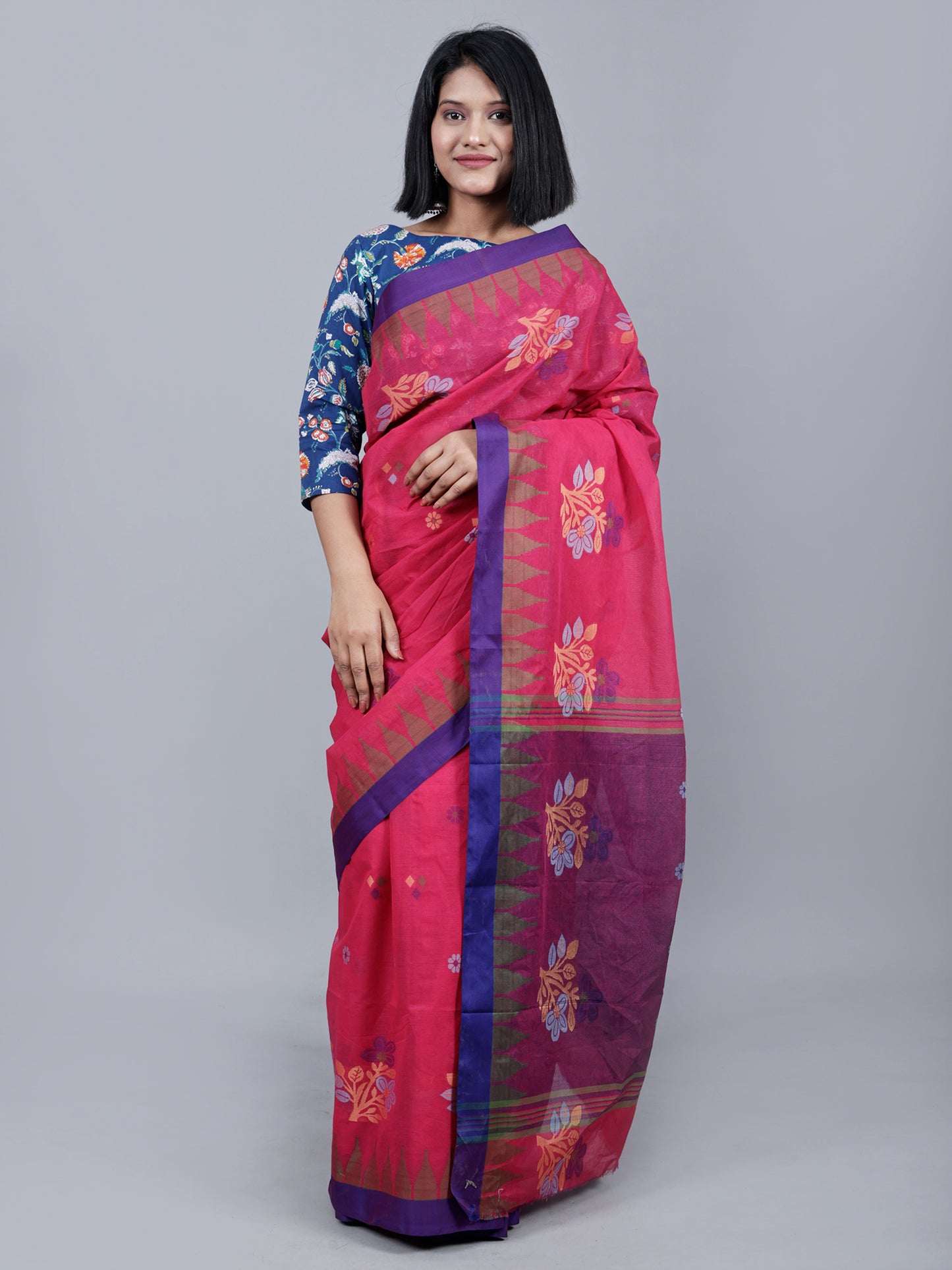 Rani pink Bengal Cotton Saree