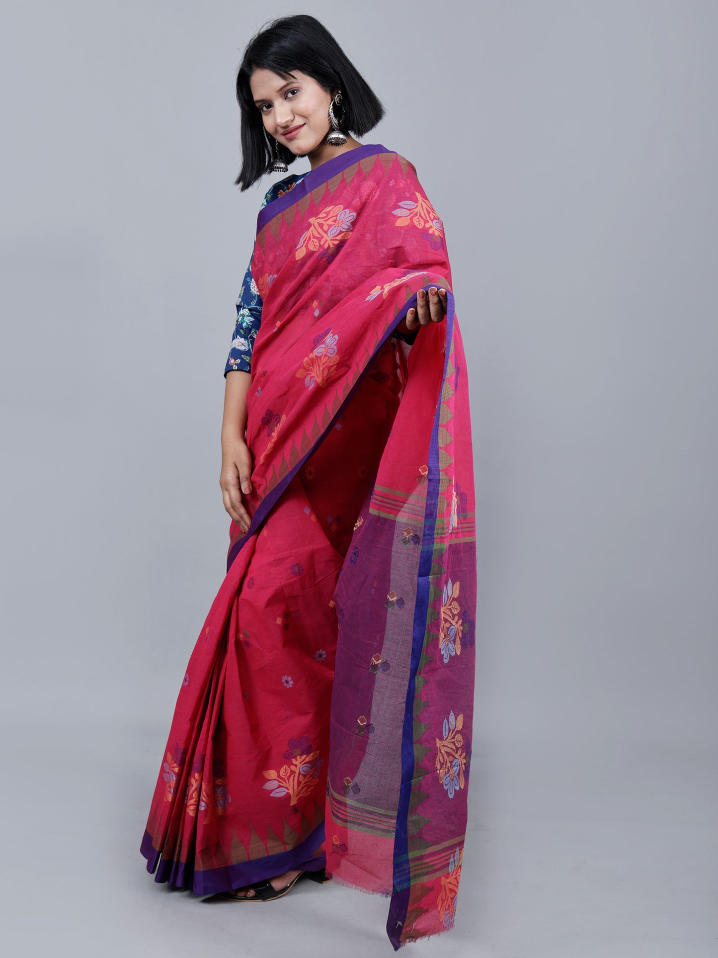 Rani pink Bengal Cotton Saree