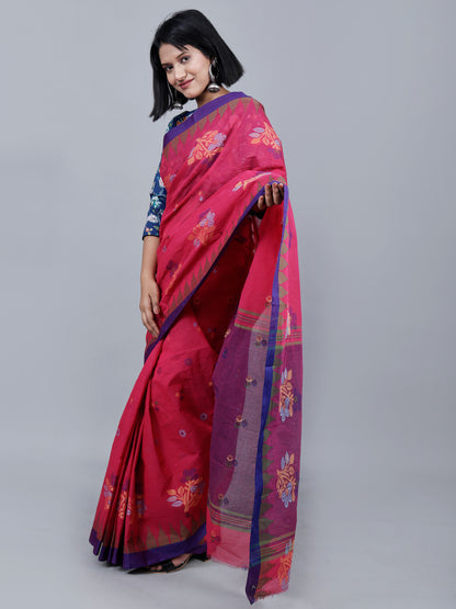 Rani pink Bengal Cotton Saree