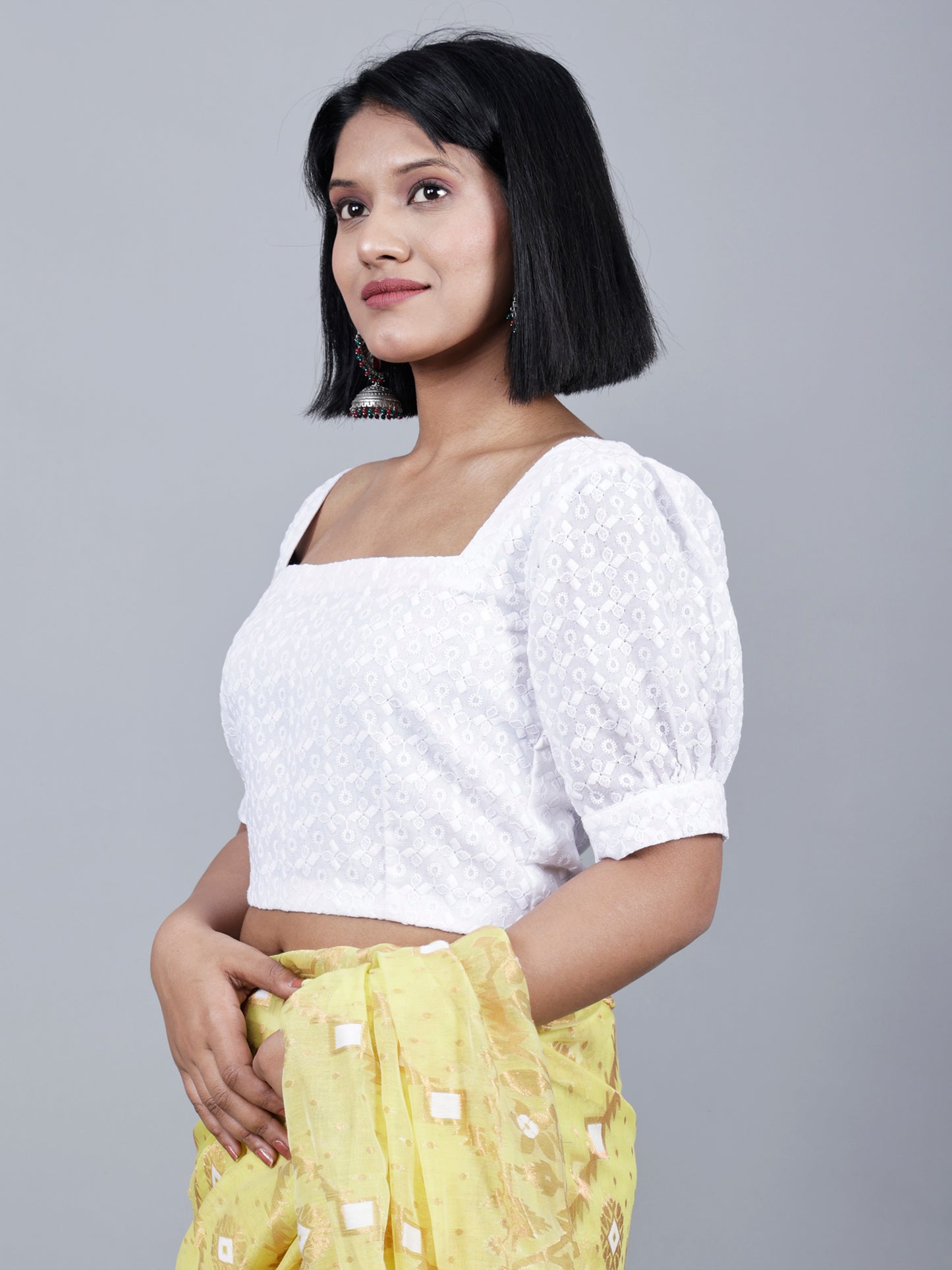 White Colour Croptop Blouse