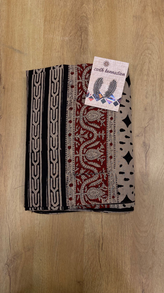 HAND BLOCK PRINTED MULMUL COTTON SAREE