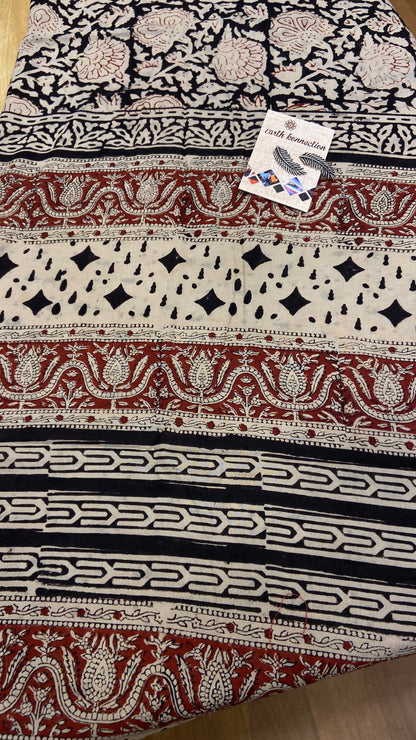 HAND BLOCK PRINTED MULMUL COTTON SAREE