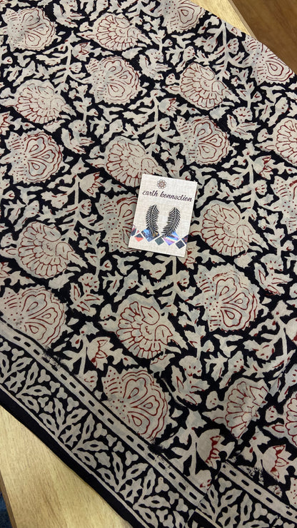 HAND BLOCK PRINTED MULMUL COTTON SAREE