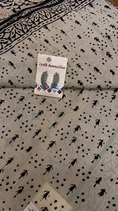 HAND BLOCK PRINTED MULMUL COTTON SAREE