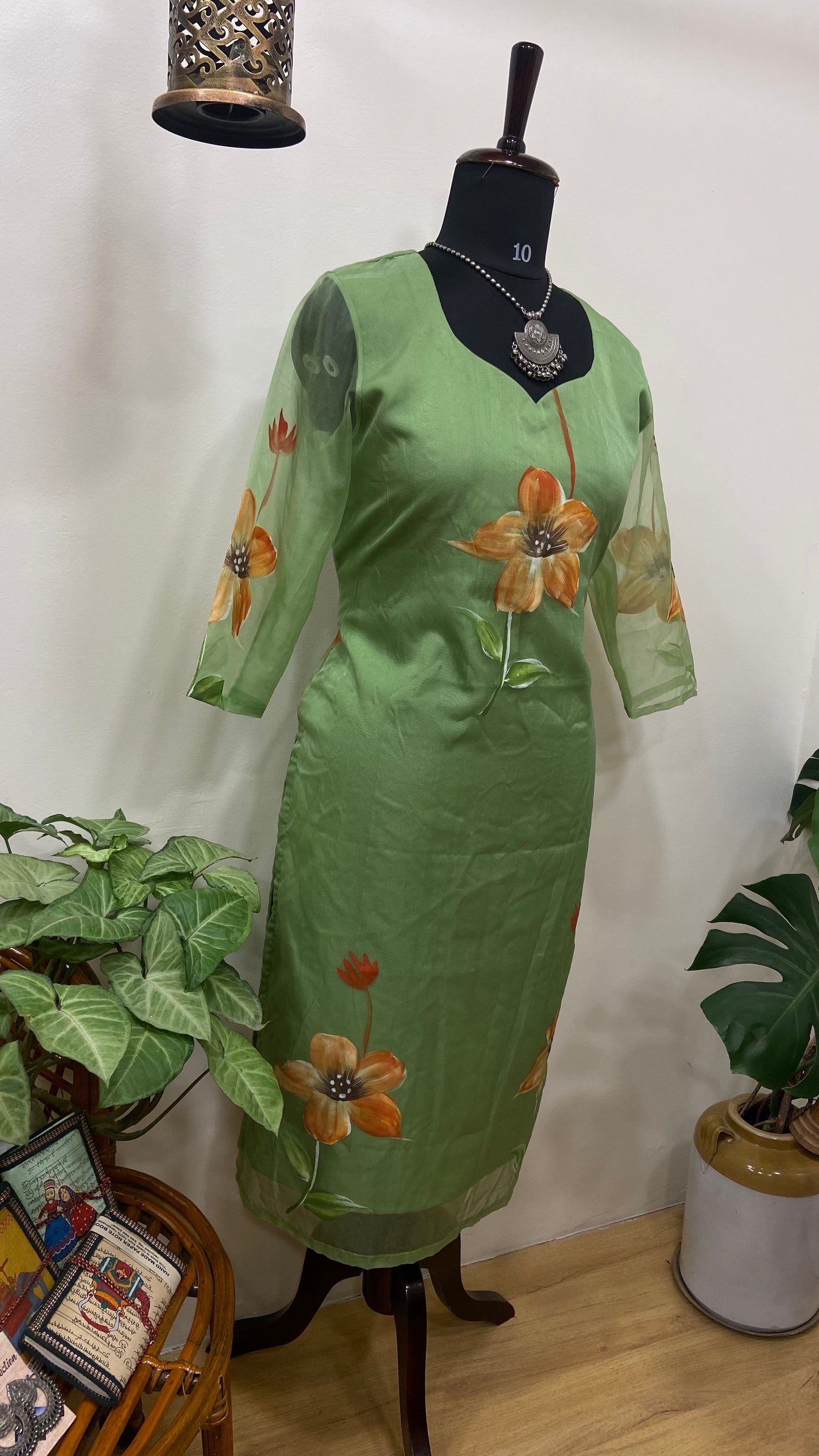 Pure Organza hand painted kurta