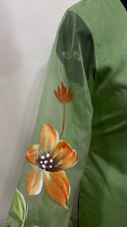 Pure Organza hand painted kurta