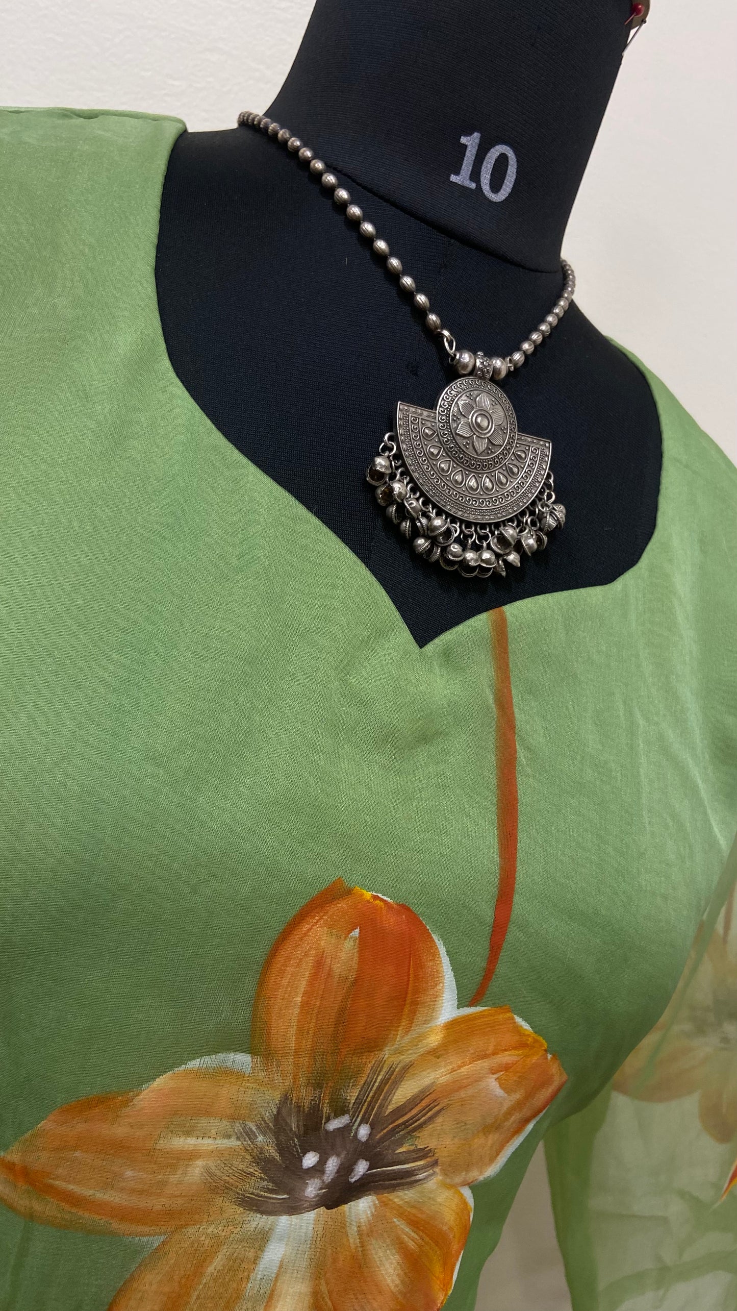 Pure Organza hand painted kurta