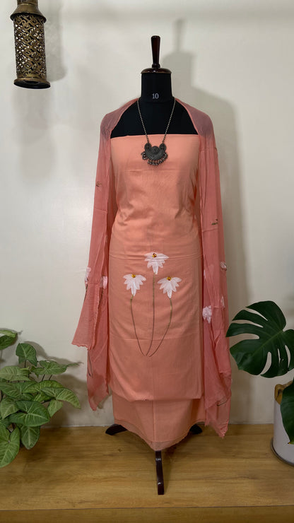 HAND PAINTED COTTON  KURTA SUIT SET