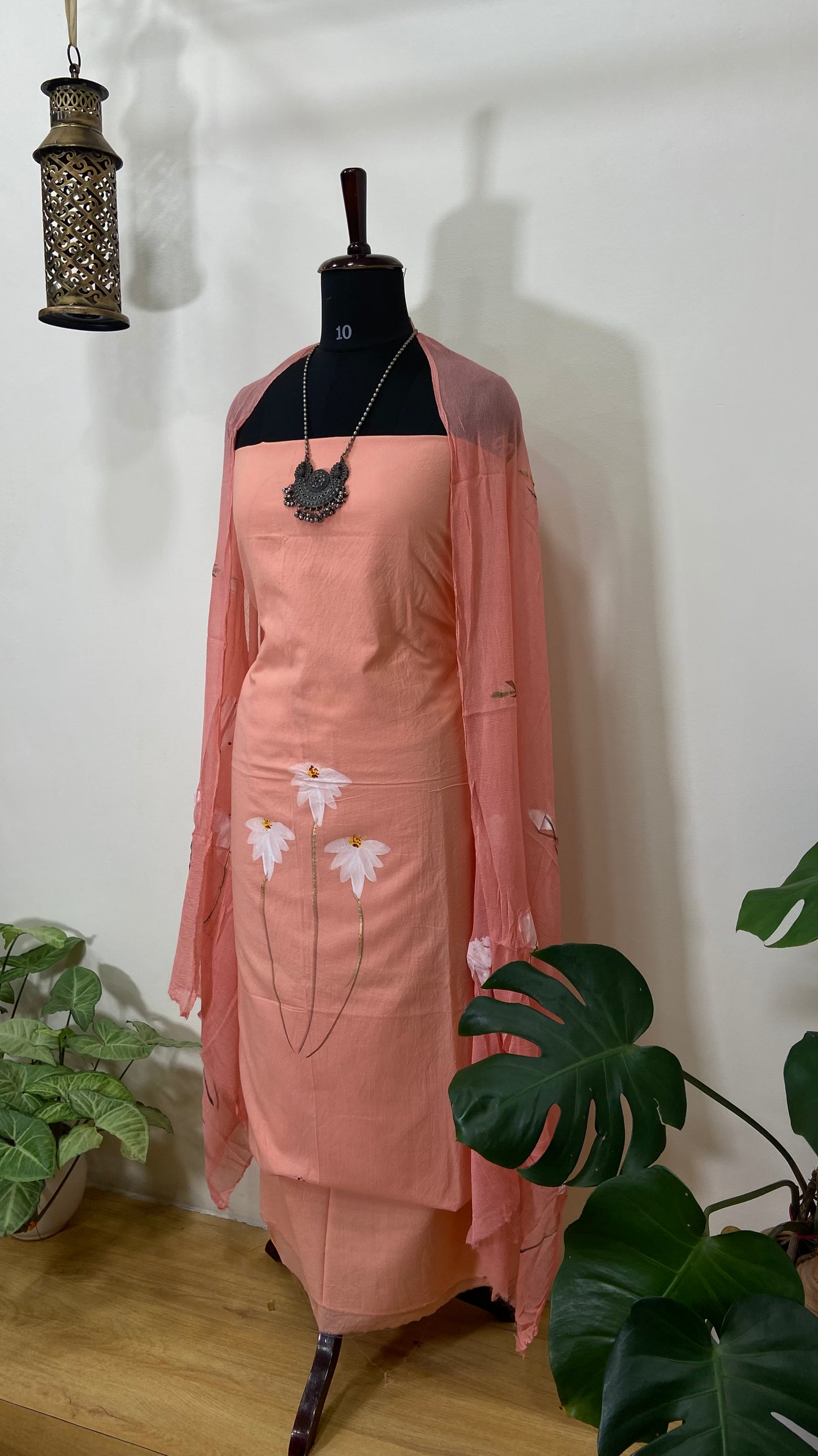 HAND PAINTED COTTON  KURTA SUIT SET