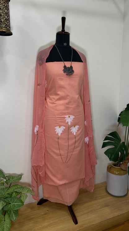 HAND PAINTED COTTON  KURTA SUIT SET