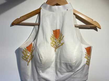 Halter neck princess cut padded blouse