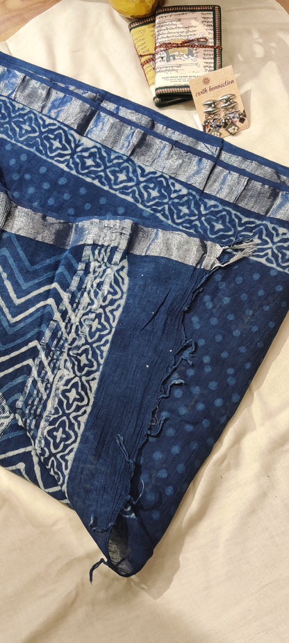 Pure linen cotton saree