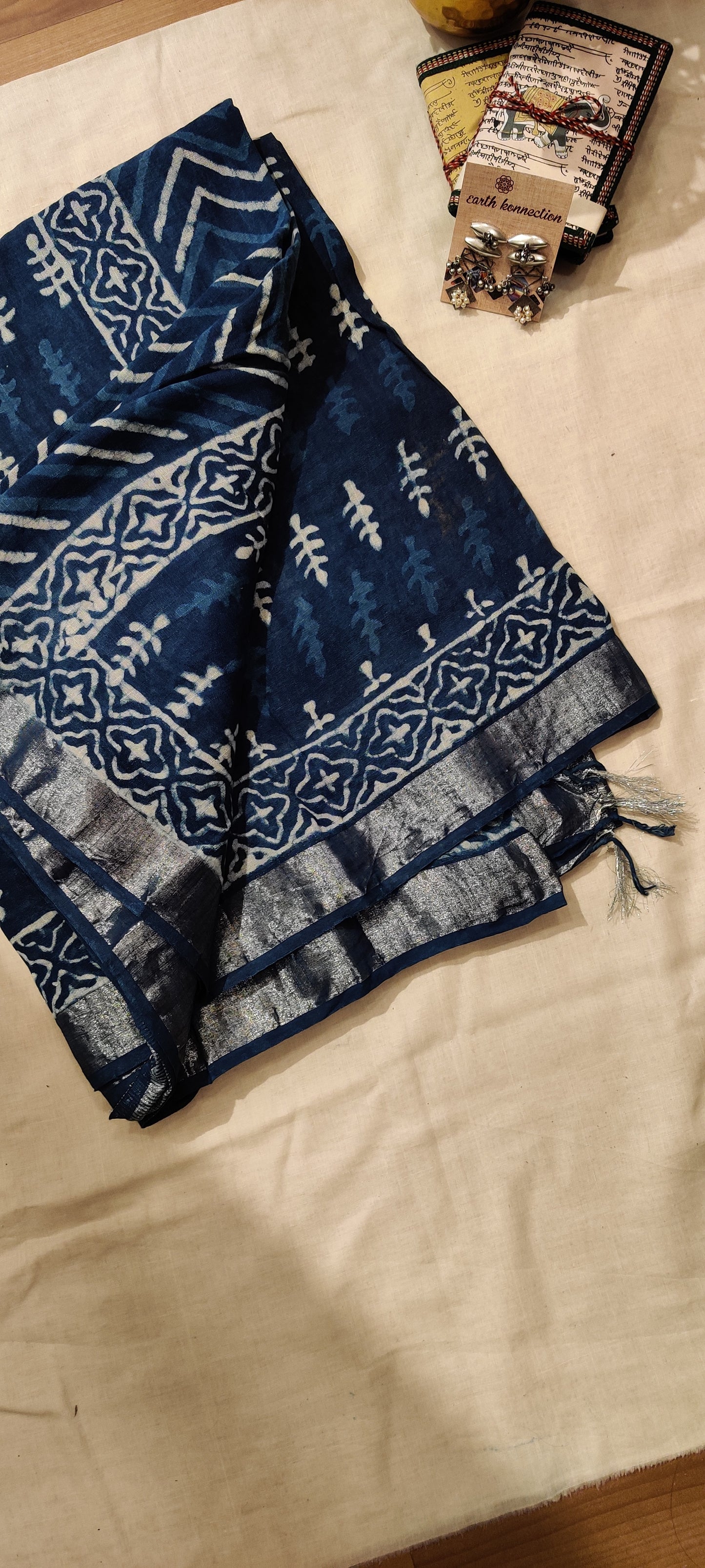 Pure linen cotton saree