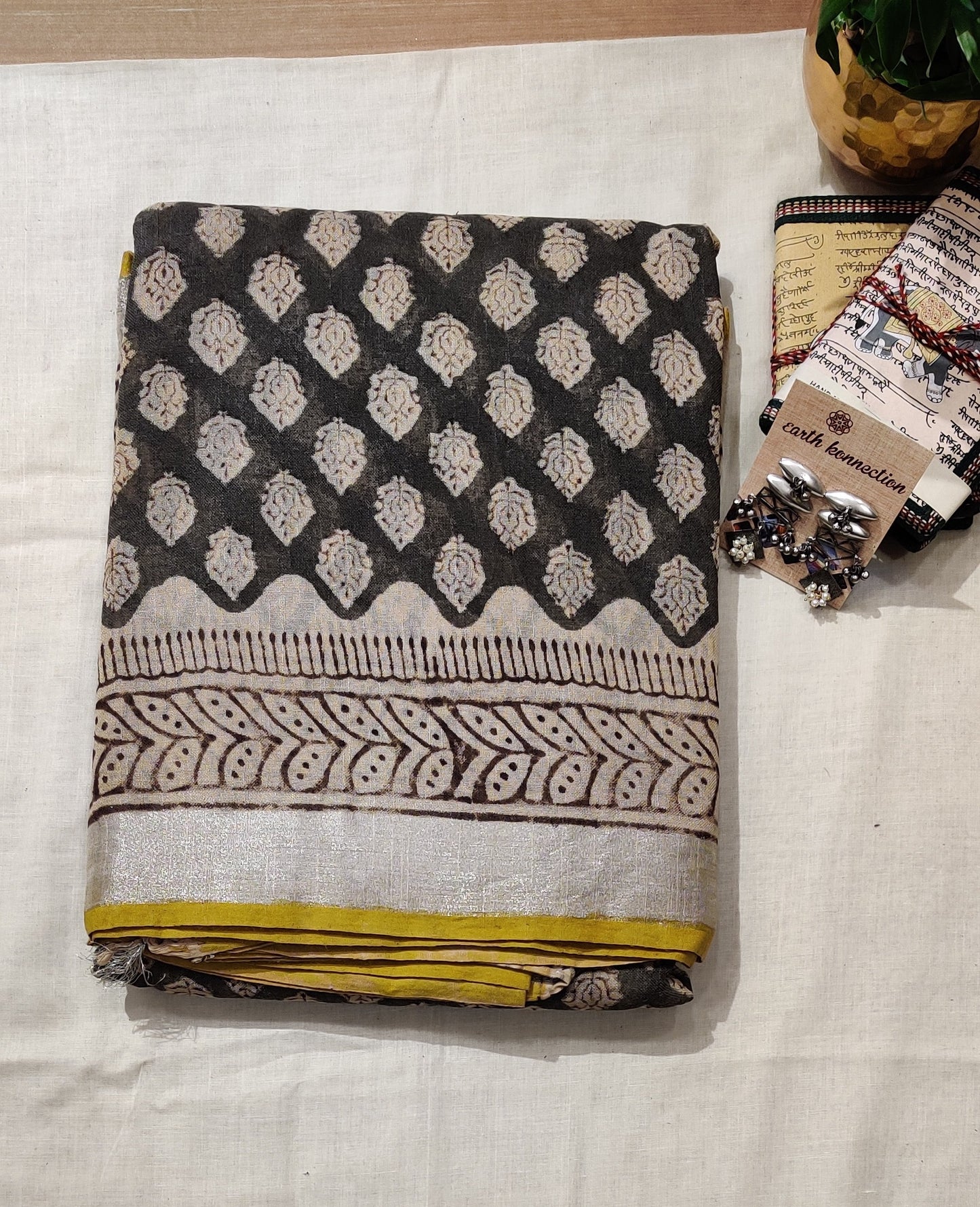Linen cotton saree