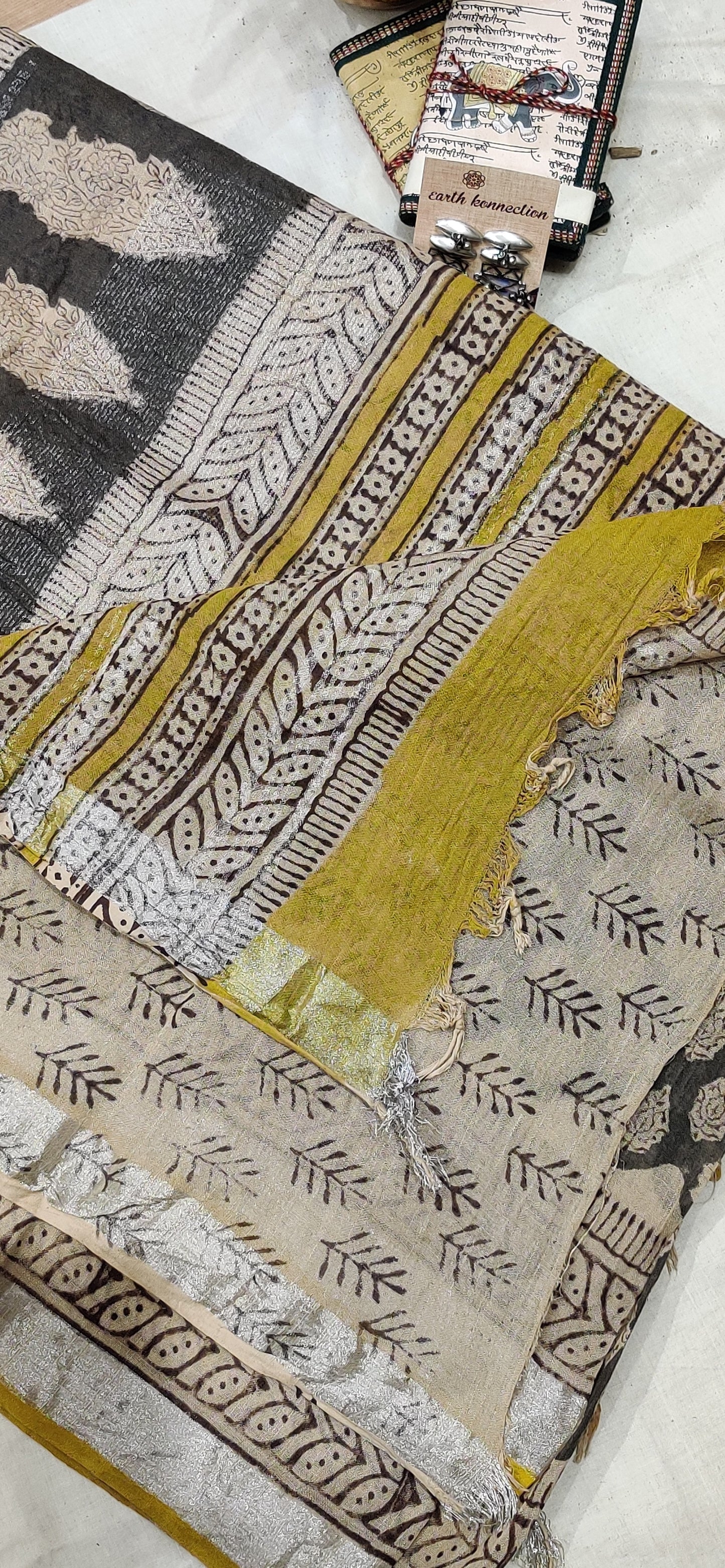 Linen cotton saree