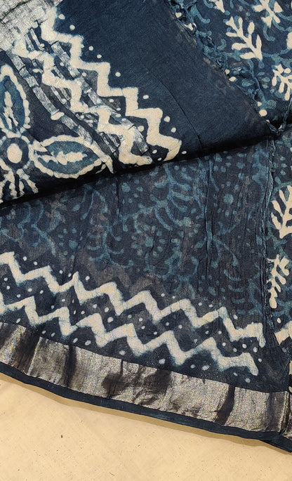 Pure linen cotton saree