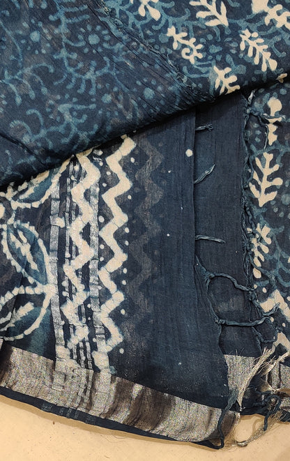 Pure linen cotton saree