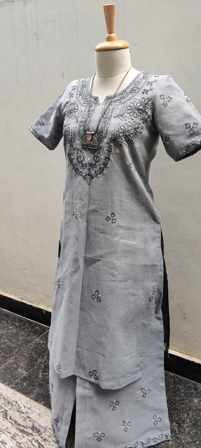 Kantha Embroidery Cotton Kurta Set
