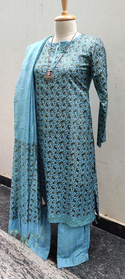 Printed Silk Cotton Kurta Set