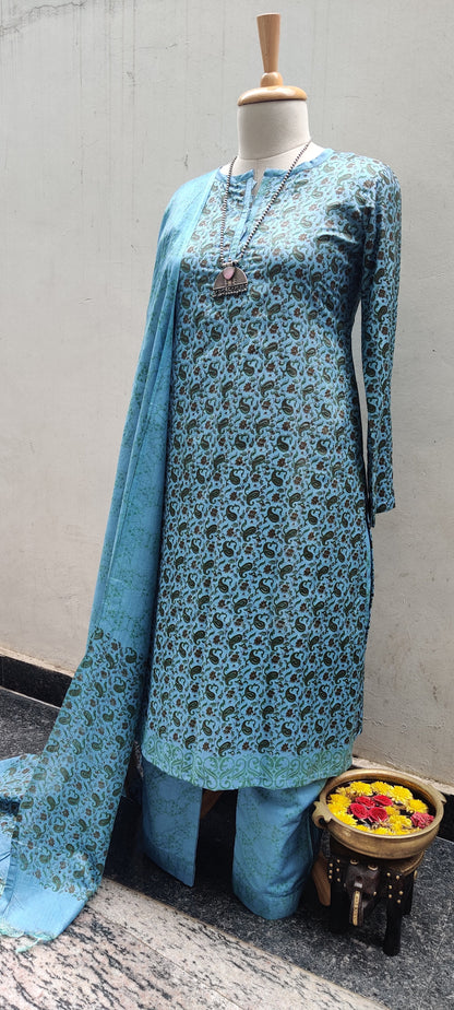Printed Silk Cotton Kurta Set