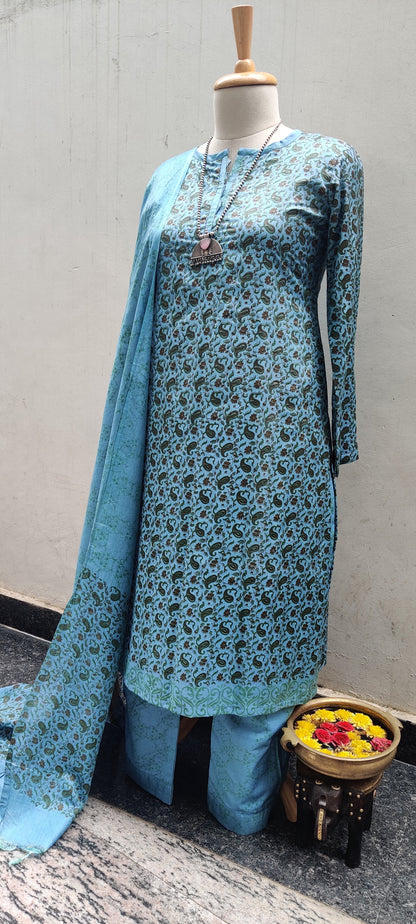Printed Silk Cotton Kurta Set