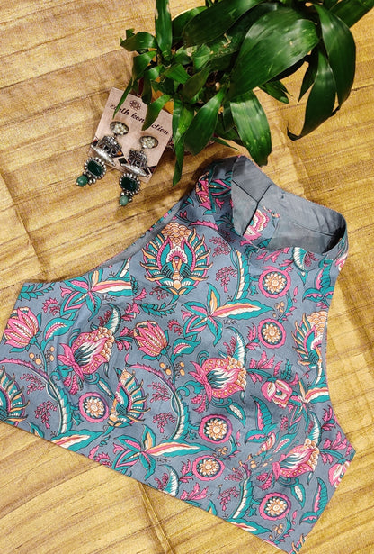 HALTER NECK PADDED BLOUSE