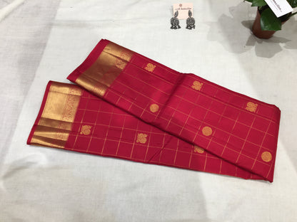Pure Kanjivaram Jari Check Butta Fancy Saree
