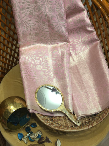 semi silk brocade tissue saree