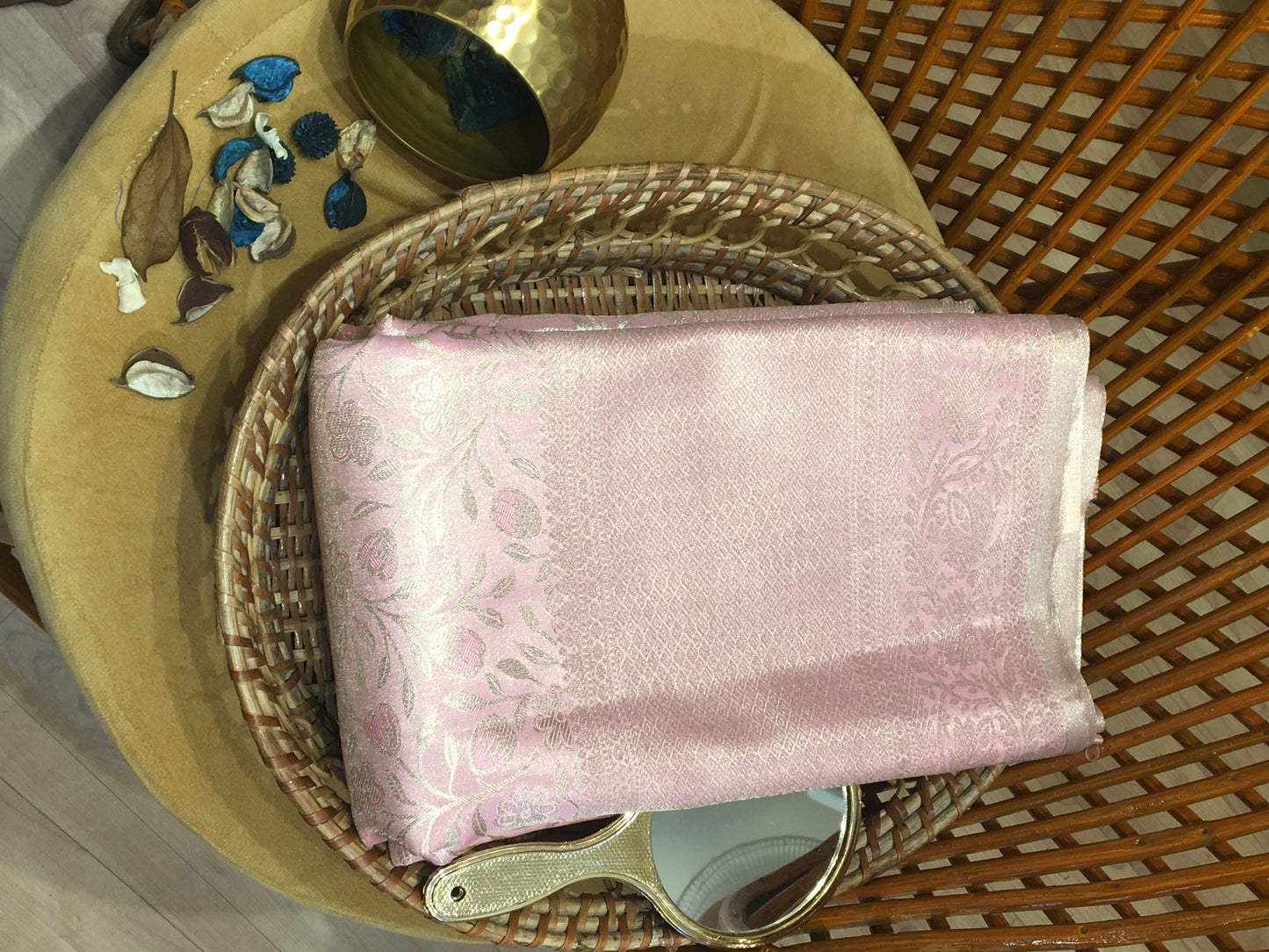 semi silk brocade tissue saree