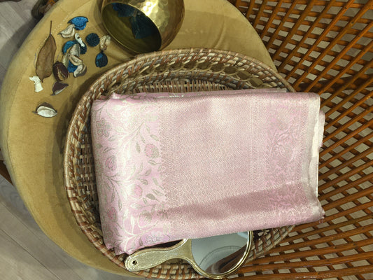 semi silk brocade tissue saree