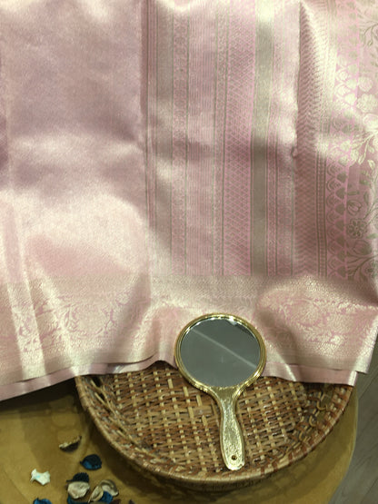 semi silk brocade tissue saree