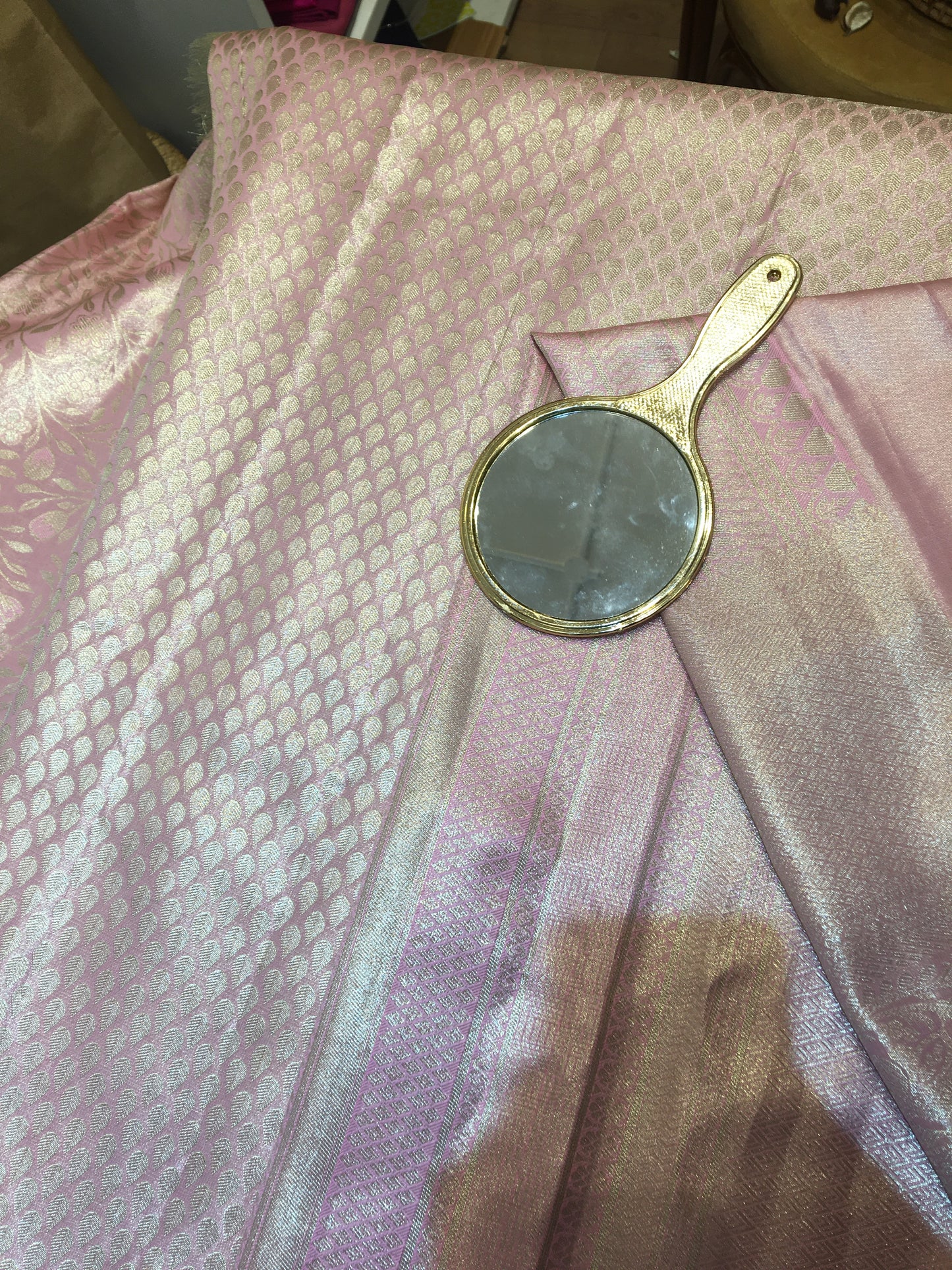 semi silk brocade tissue saree