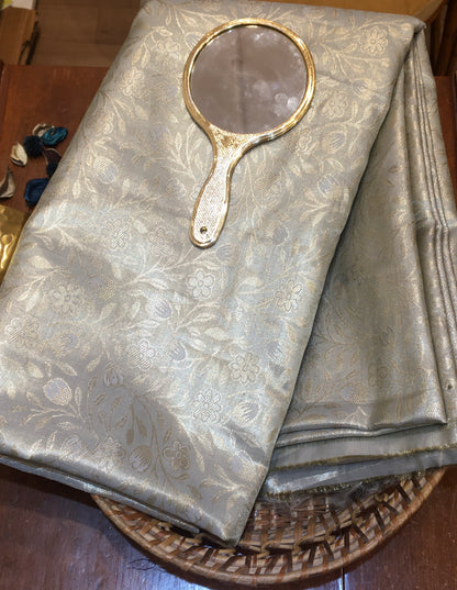 semi silk brocade tissue saree