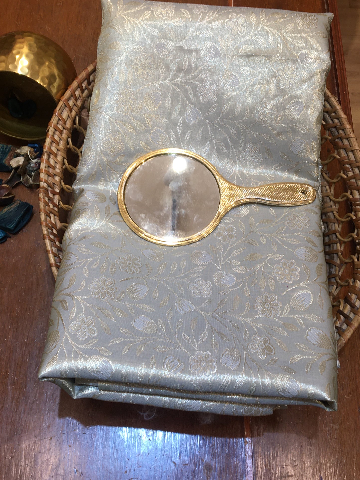 semi silk brocade tissue saree