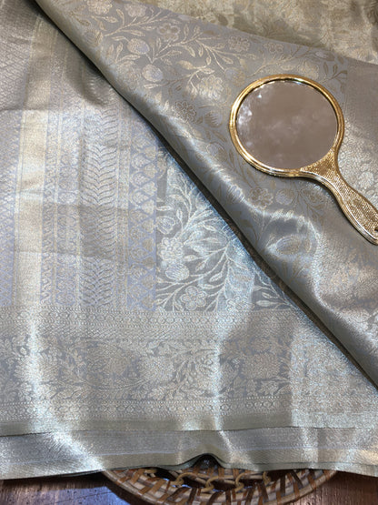 semi silk brocade tissue saree