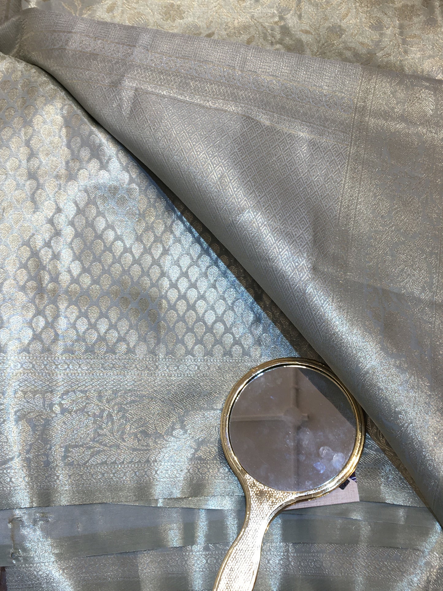 semi silk brocade tissue saree