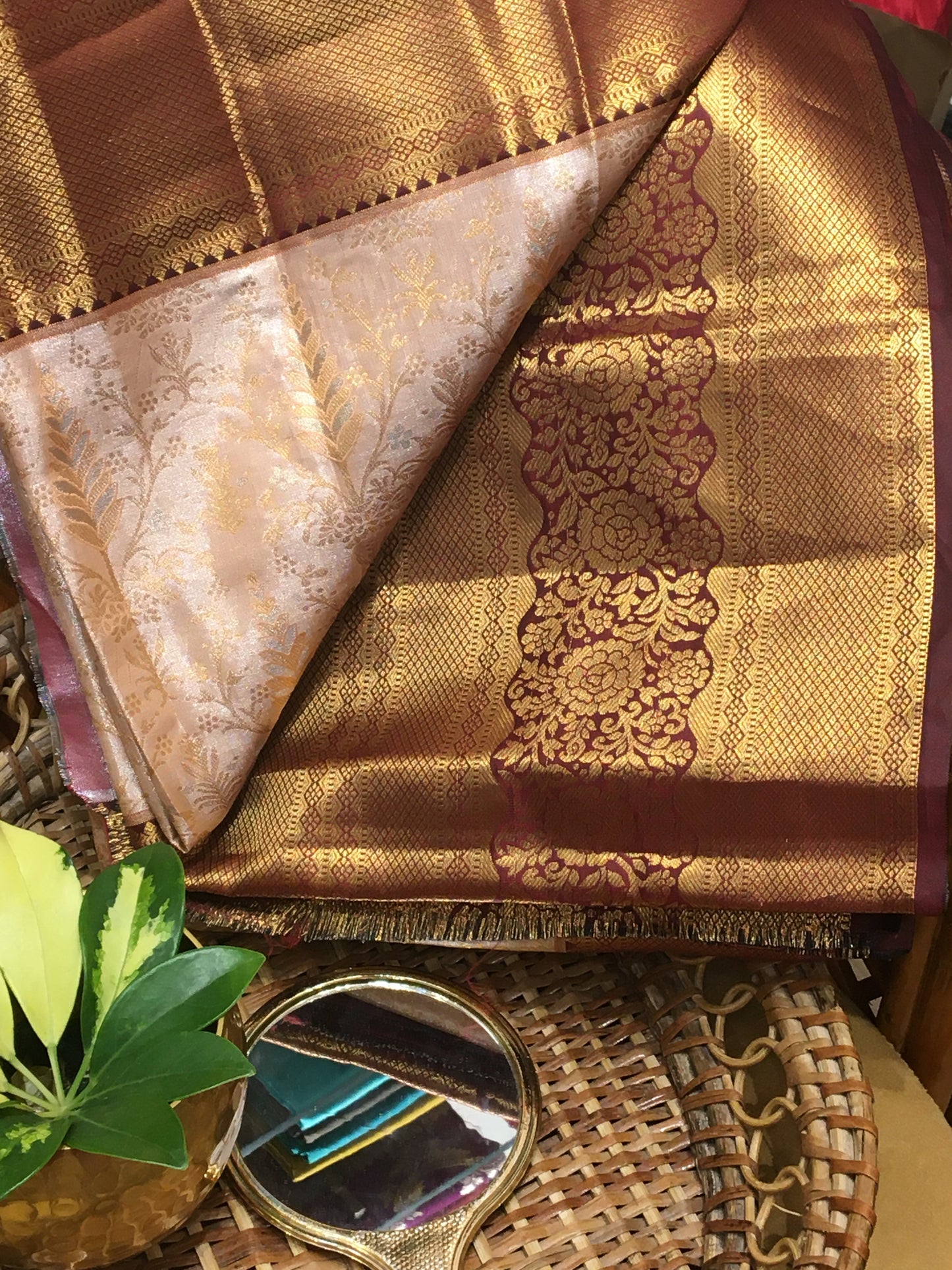 blended silk brocade saree