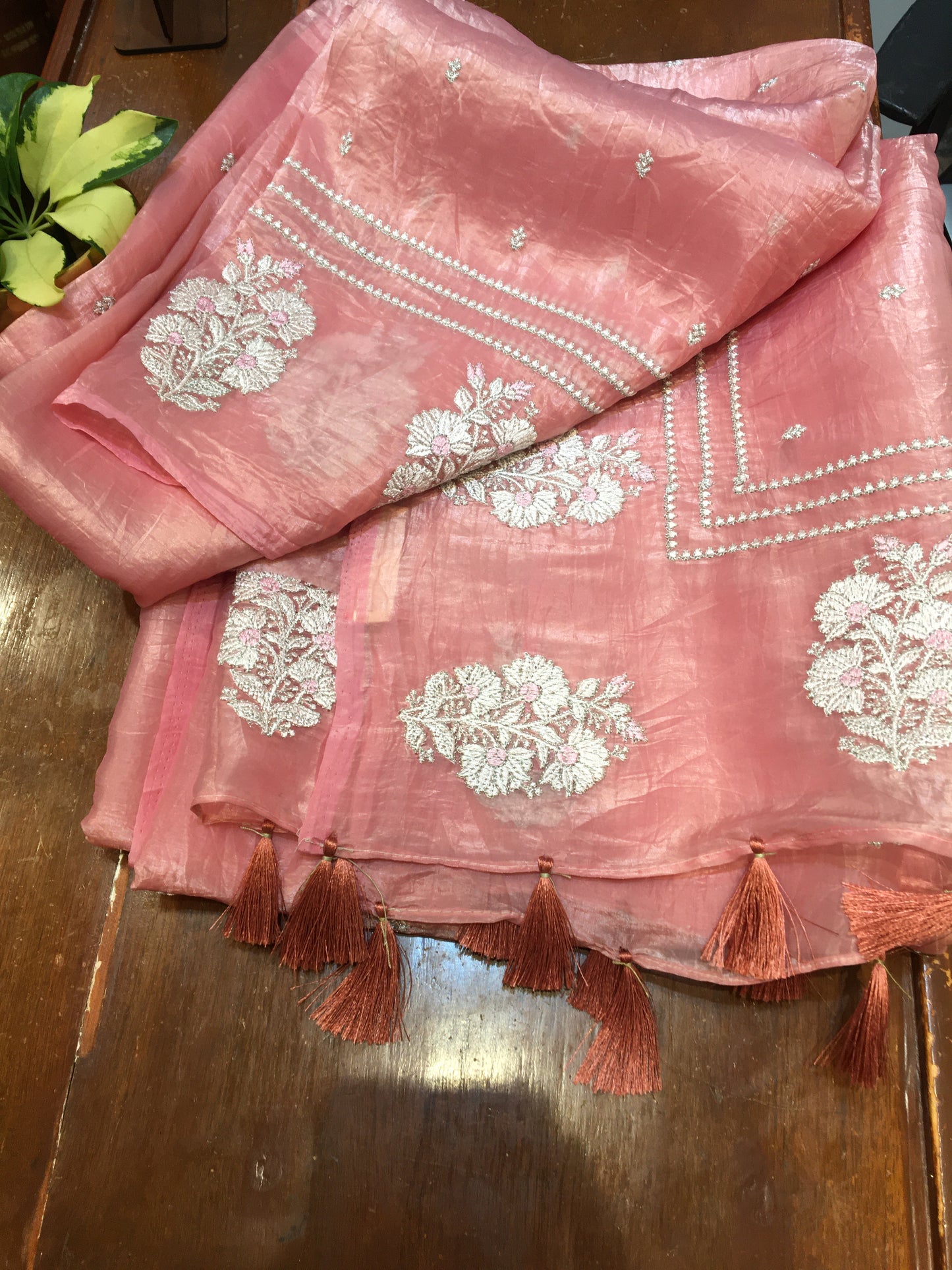 tissue silk with embroidery