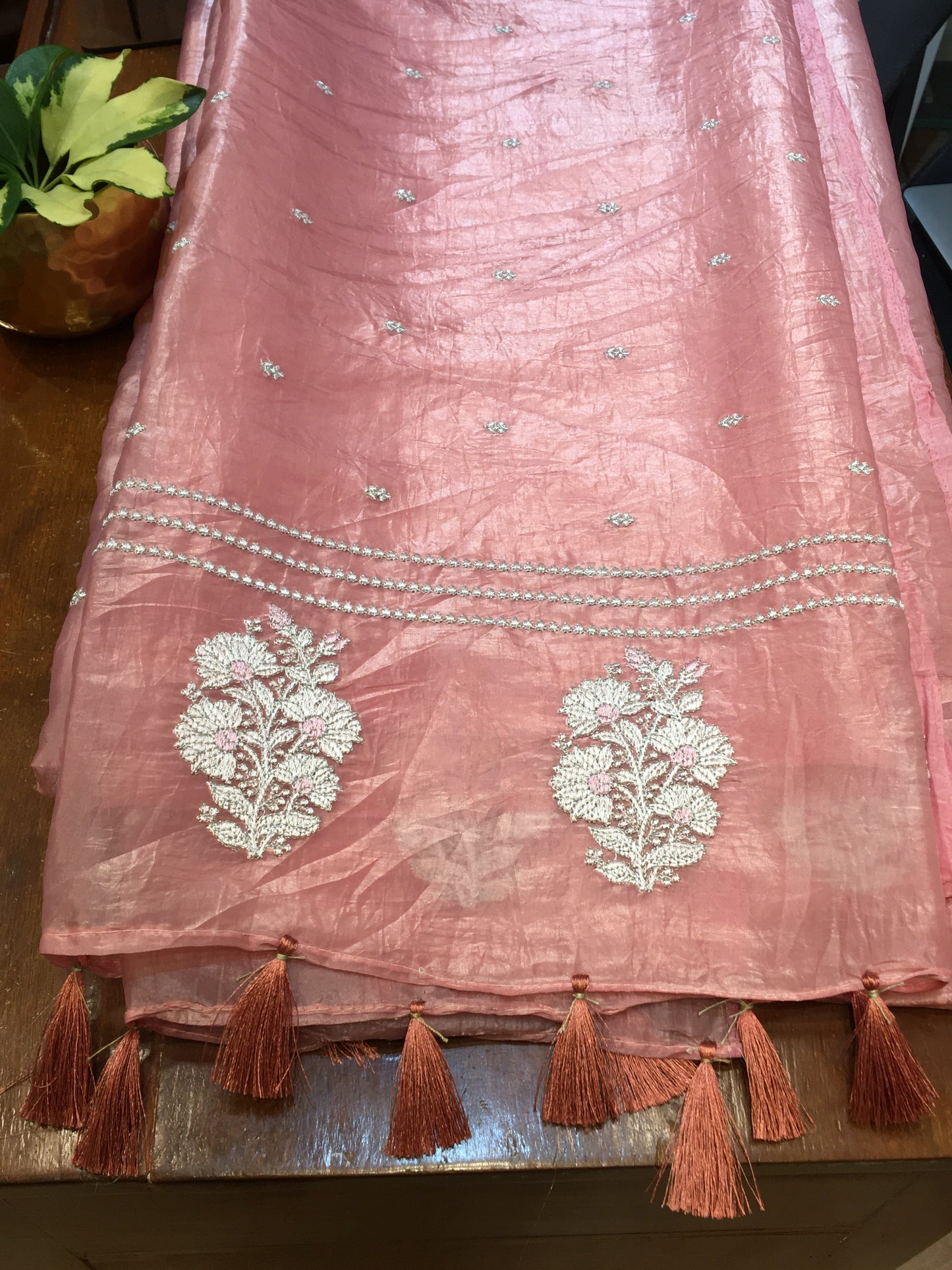 tissue silk with embroidery