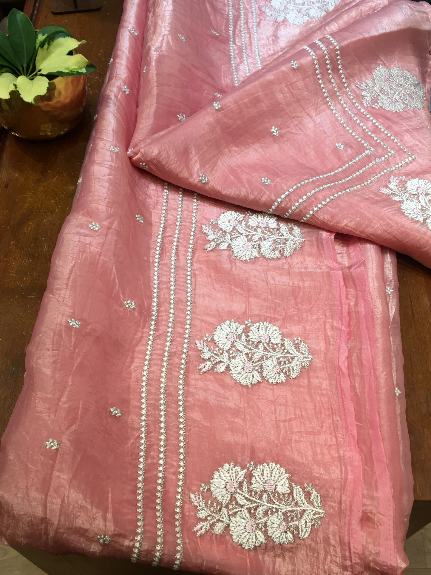 tissue silk with embroidery