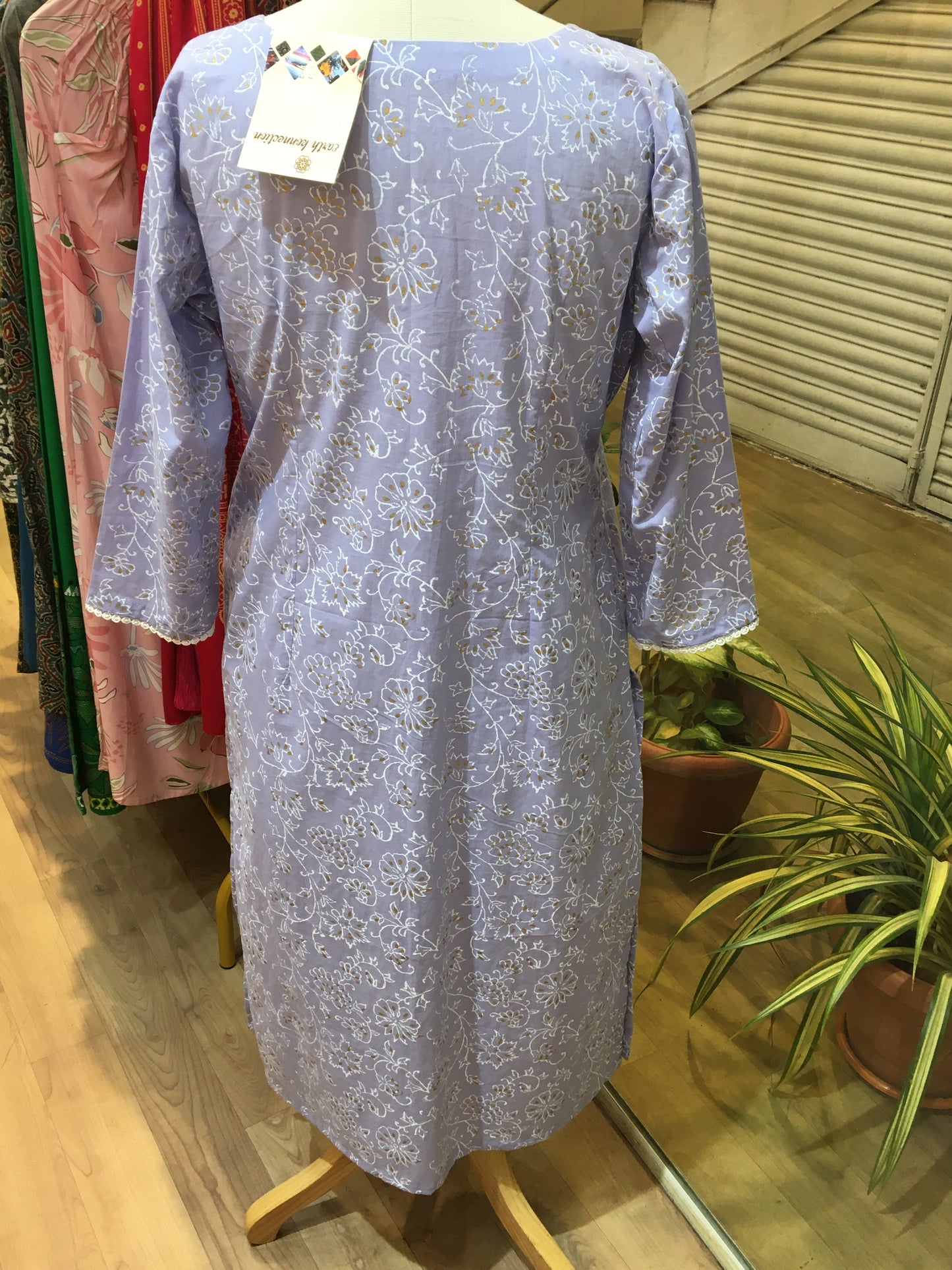 lavender printed cotton kurta