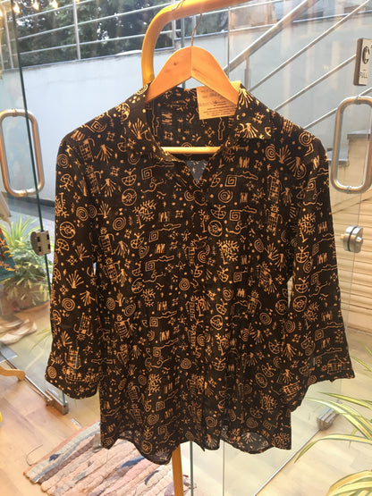 Block printed cotton shirt