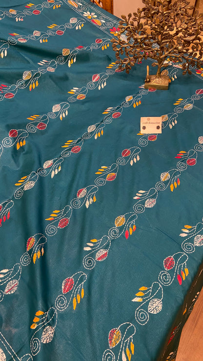 Hand embroidry kantha saree